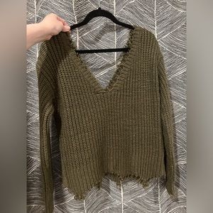 NWOT Vici Olive Army Green Sweater V-Neck Medium